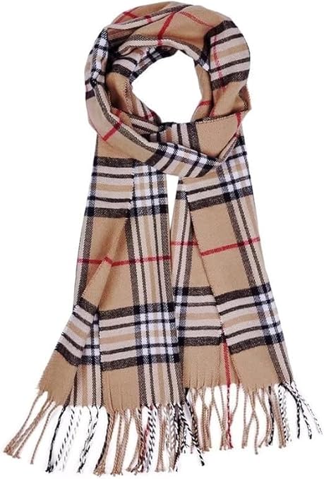 Brown check Wool Blended Muffler
