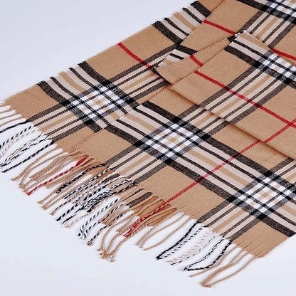 Brown check Wool Blended Muffler