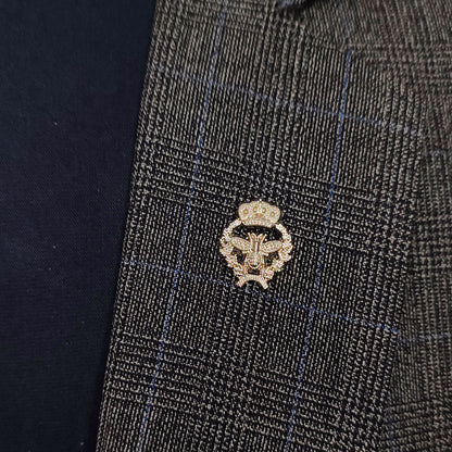Silver Crown & Bee Lapel Pin