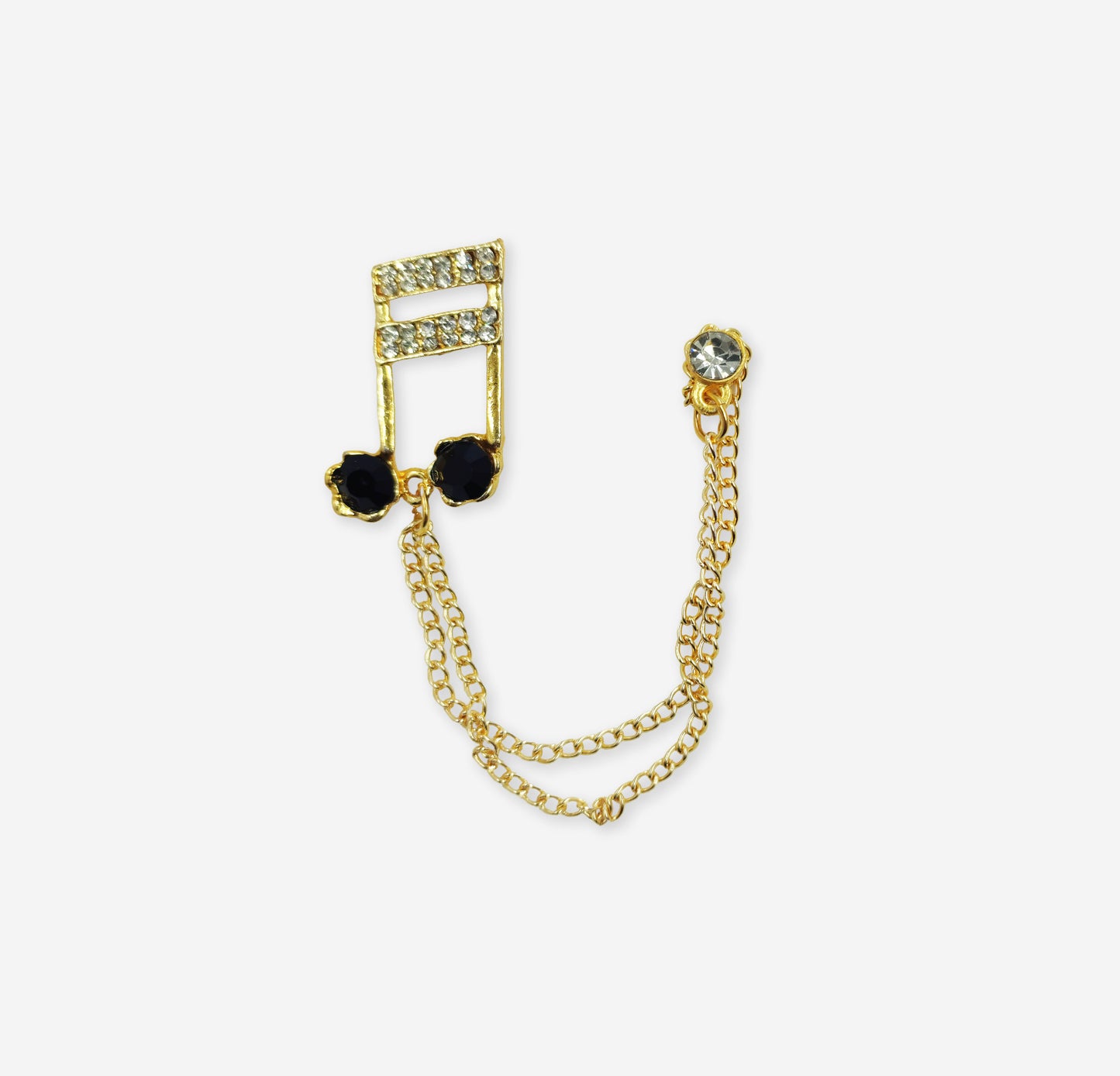 Golden Musical Note with Chain Lapel Pin