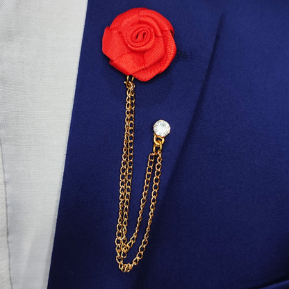 Red Rose with chain Lapel Pin