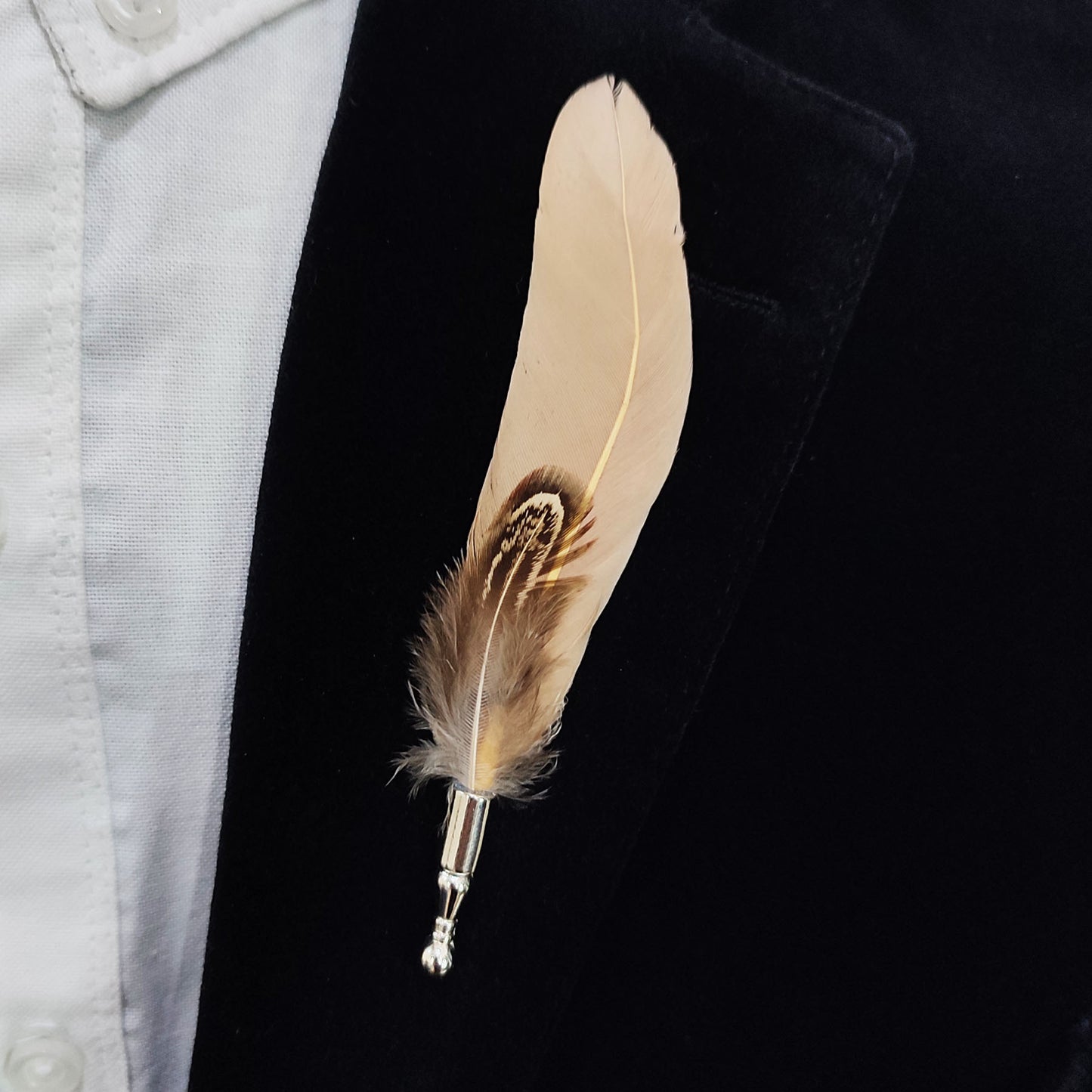 Brown Feather Lapel Pin