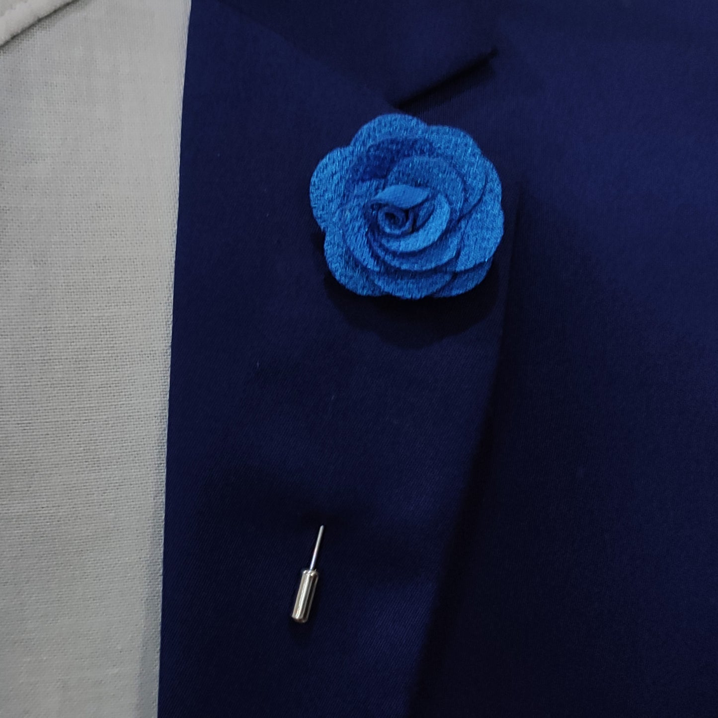 Royal Blue Rose Lapel Pin