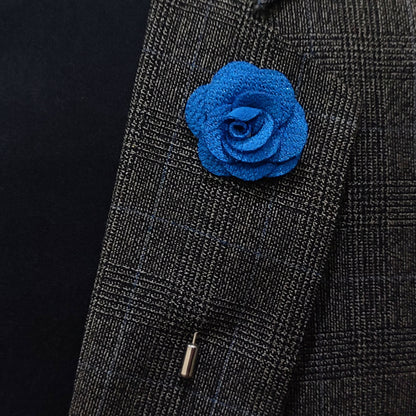 Royal Blue Rose Lapel Pin