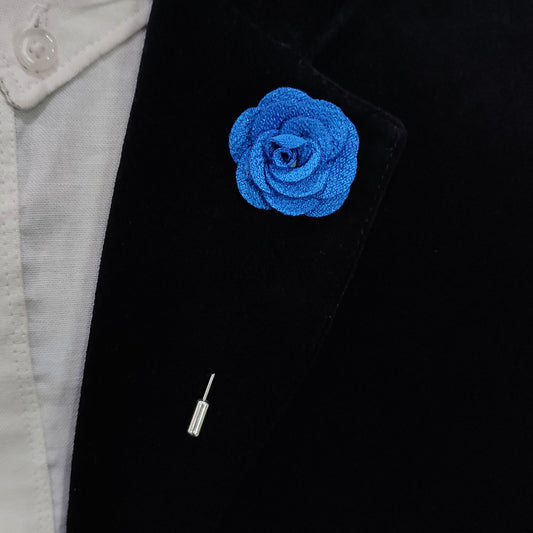 Royal Blue Rose Lapel Pin