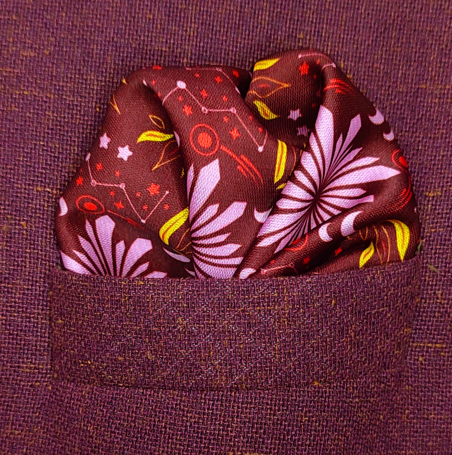 Saffron Bloom- Silk Pocket Square for Men