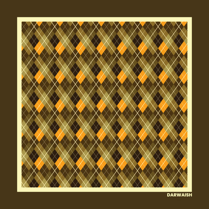 Golden Check Silk Pocket Square for Men