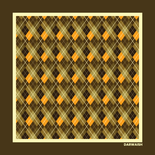 Golden Check Silk Pocket Square for Men