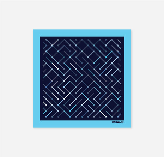 Circuit Blue- Silk Pocket Square for Men