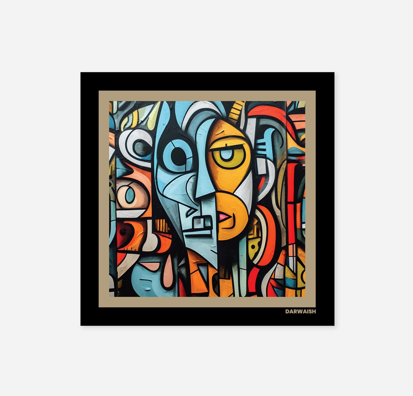 Cubist Abstract Face- Silk Pocket Square for Men