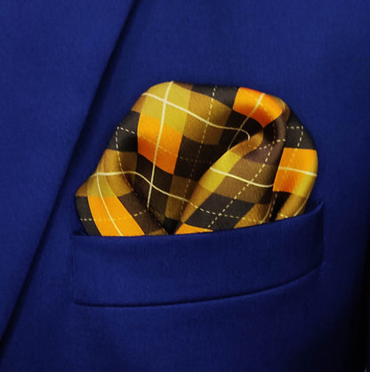 Golden Check Silk Pocket Square for Men