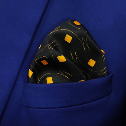 Obsidian Gold Silk Pocket Square for Men