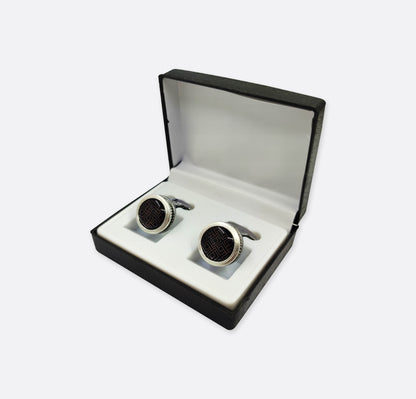 Brown Patterned Crystal Cufflinks