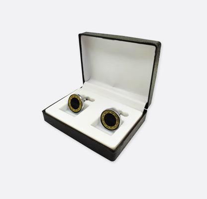 Black Stone with Golden Border Cufflinks