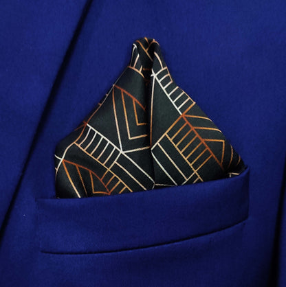 Noir Deco- Silk Pocket Square for Men