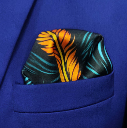 Aqua Ember- Silk Pocket Square for Men