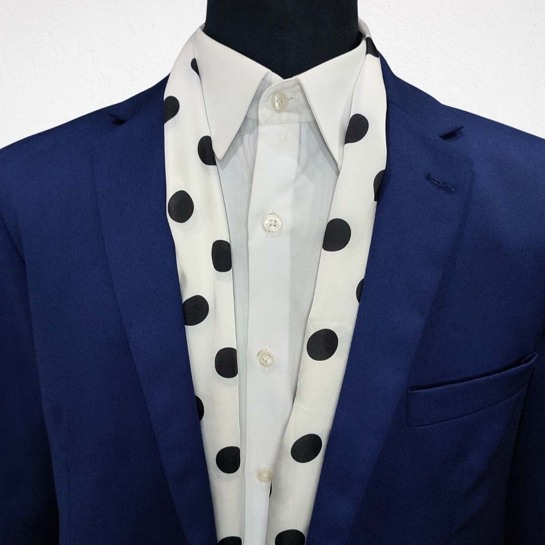 White Polka Drops Silk Scarve