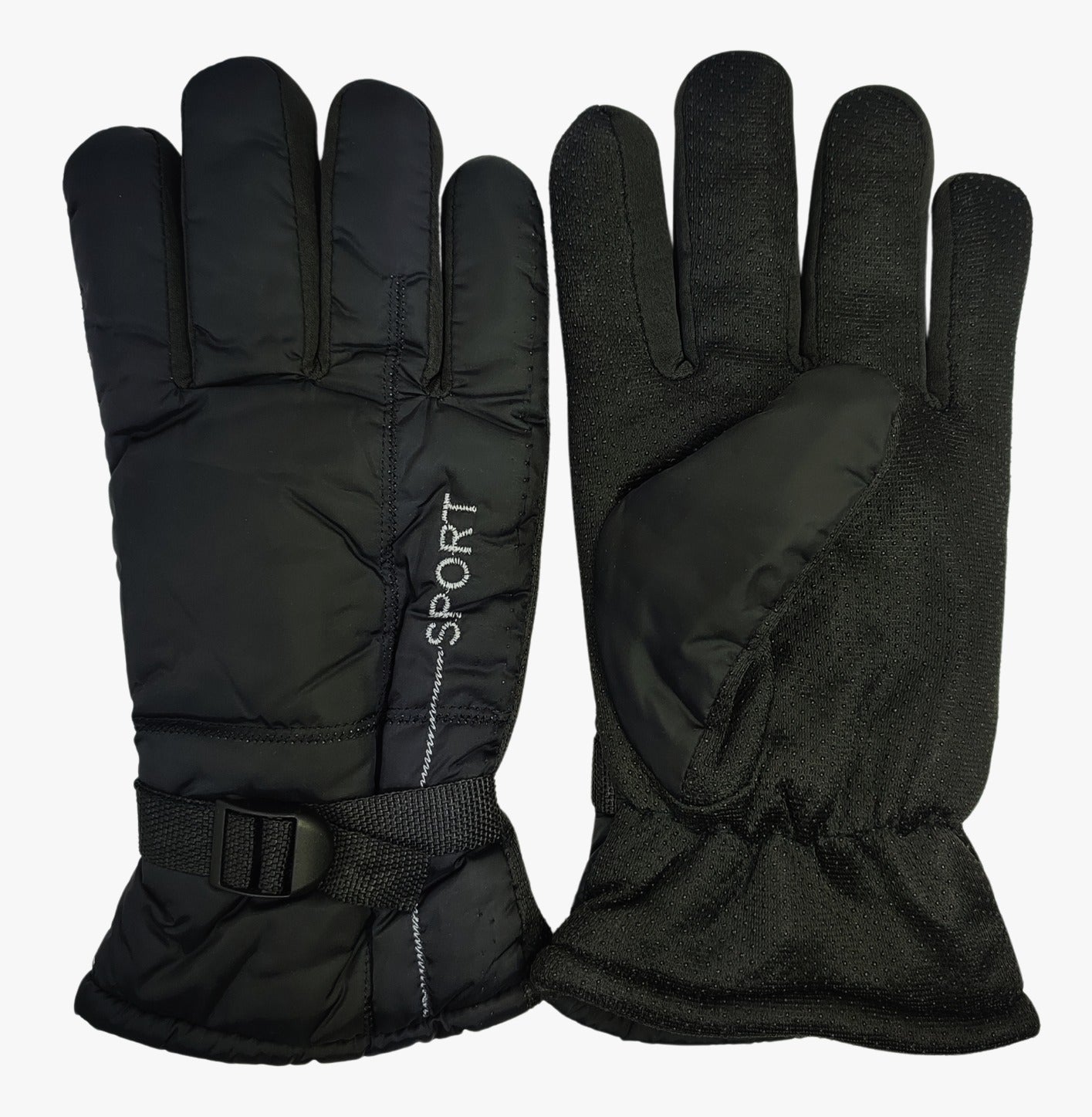Sports Winter Gloves Synthetic Material - Black