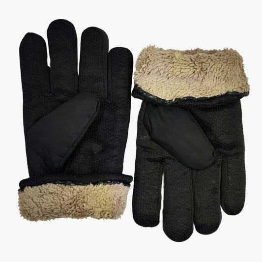 Sports Winter Gloves Synthetic Material - Black