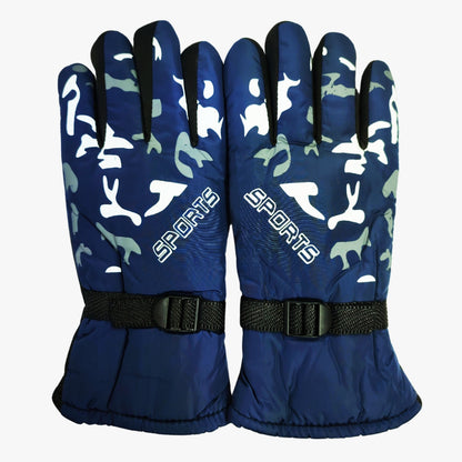 Sports Winter Gloves Synthetic Material - Blue Army Style