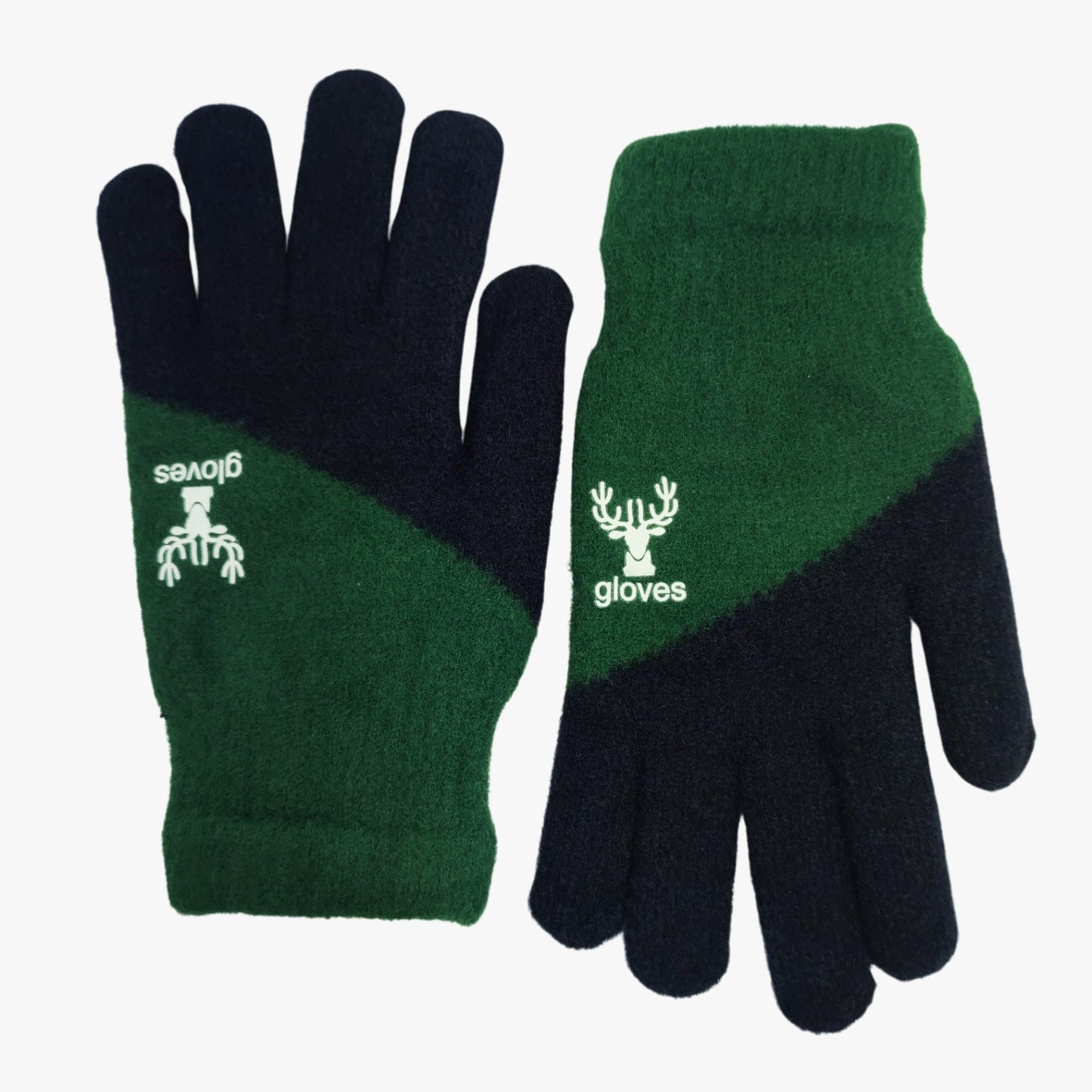 Sports Winter Gloves Synthetic Material - Dark Green & Black