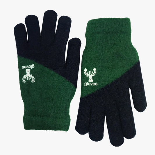 Sports Winter Gloves Synthetic Material - Dark Green & Black