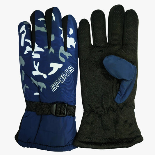 Sports Winter Gloves Synthetic Material - Blue Army Style