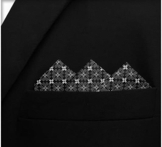 Floral Lattice Silk Pocket Square for Men