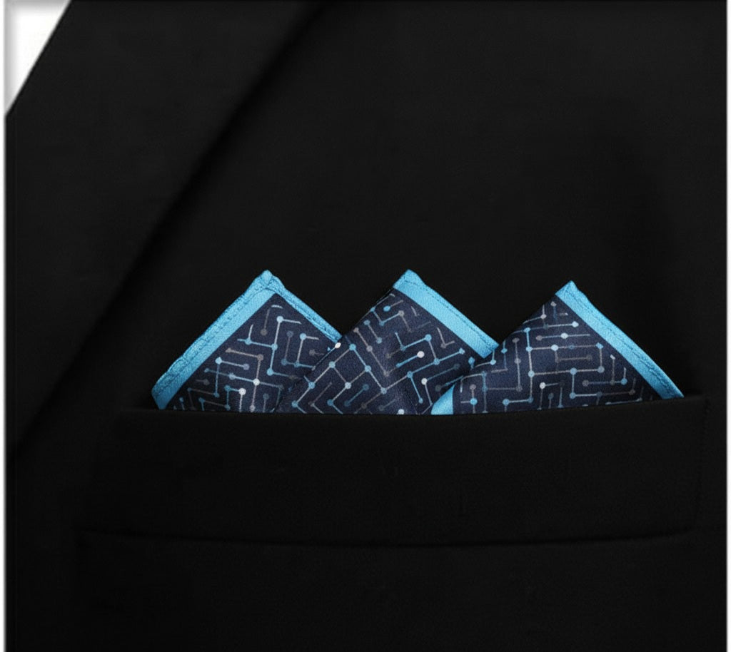 Circuit Blue- Silk Pocket Square for Men
