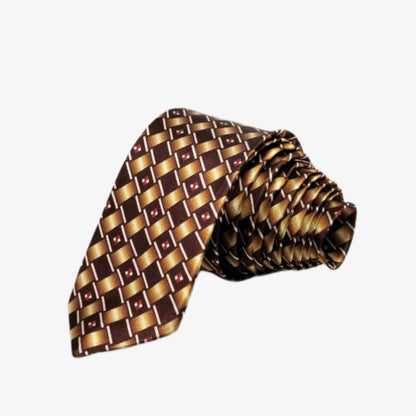 Brown & Golden Printed Tie