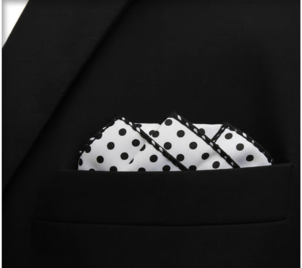Polka Doted White Silk Pocket Square