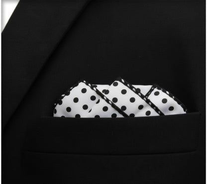 Polka Doted White Silk Pocket Square