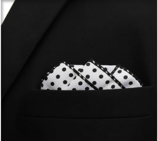 Polka Doted White Silk Pocket Square