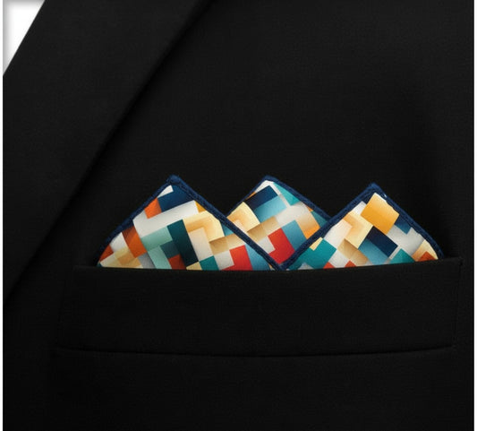 Cubist Harmony- Silk Pocket Square for Men