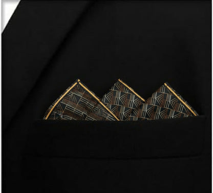 Noir Deco- Silk Pocket Square for Men