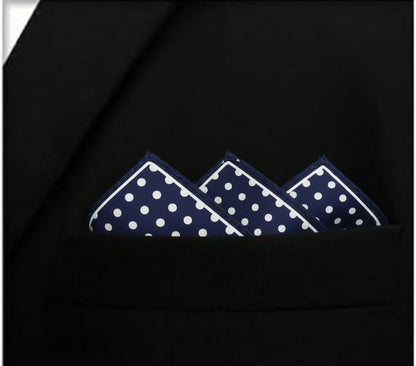 Blue Polka Doted Silk Pocket Square
