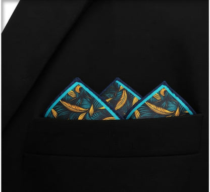 Aqua Ember- Silk Pocket Square for Men