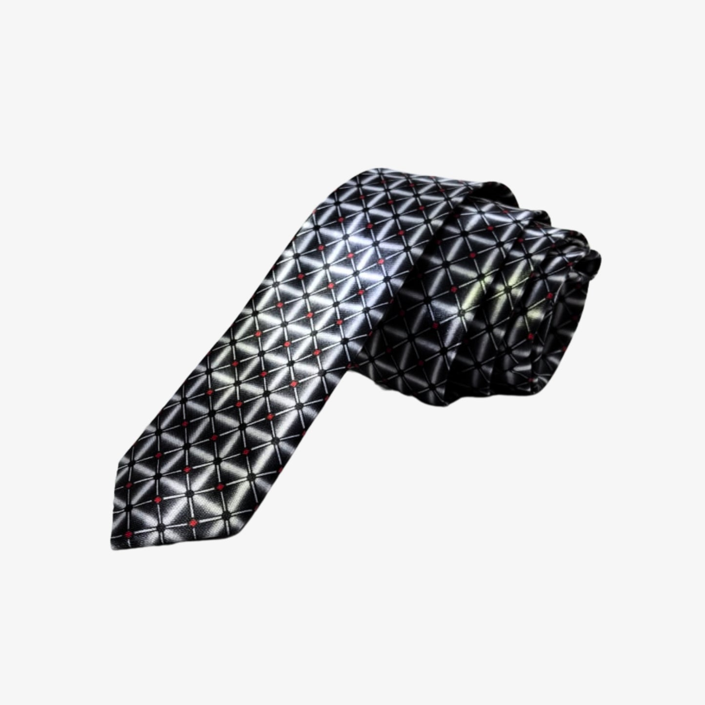 Black Check Print Tie