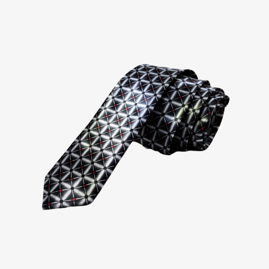 Black Check Print Tie