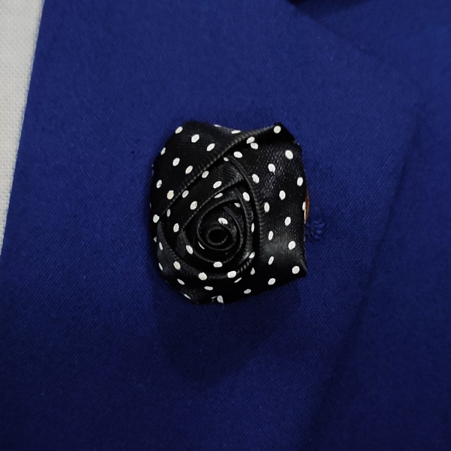 Polka Dots Black Flower Lapel Pin