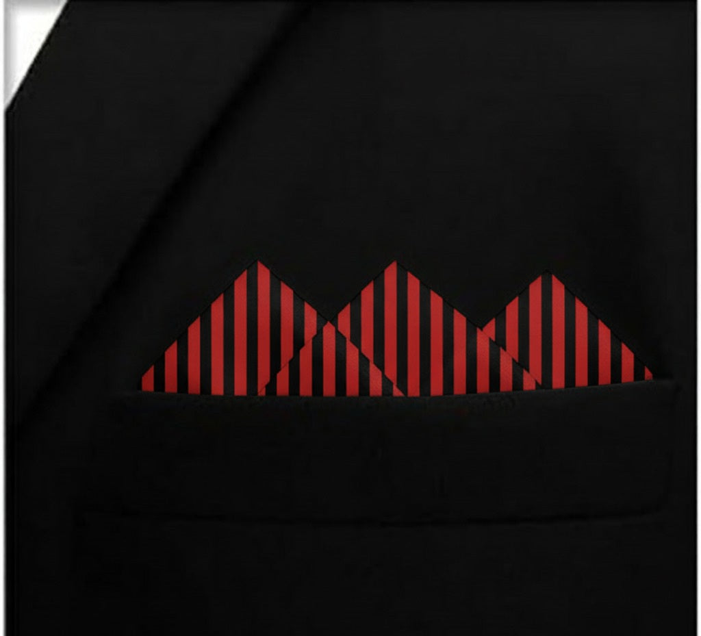 Black and Red Lining Silk Pocket Square