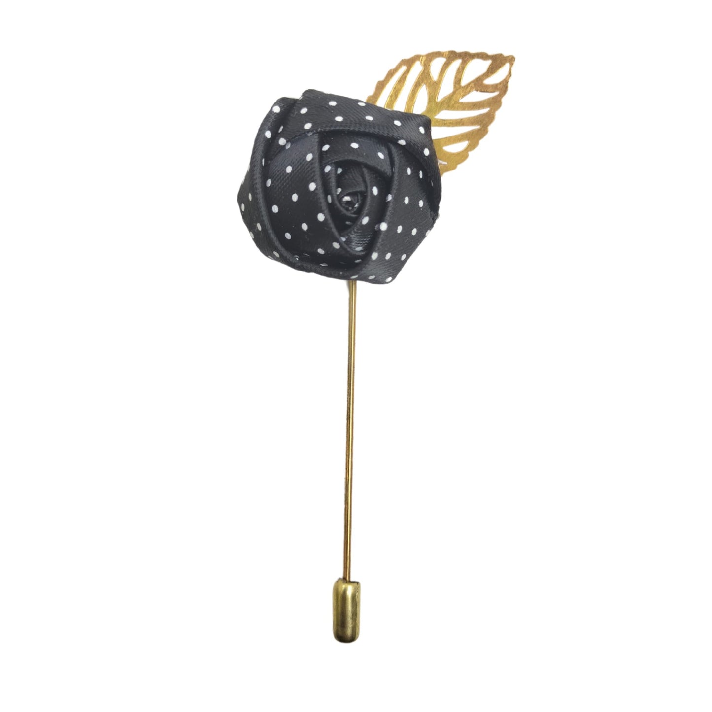Navy blue polka dot Flower Lapel Pin