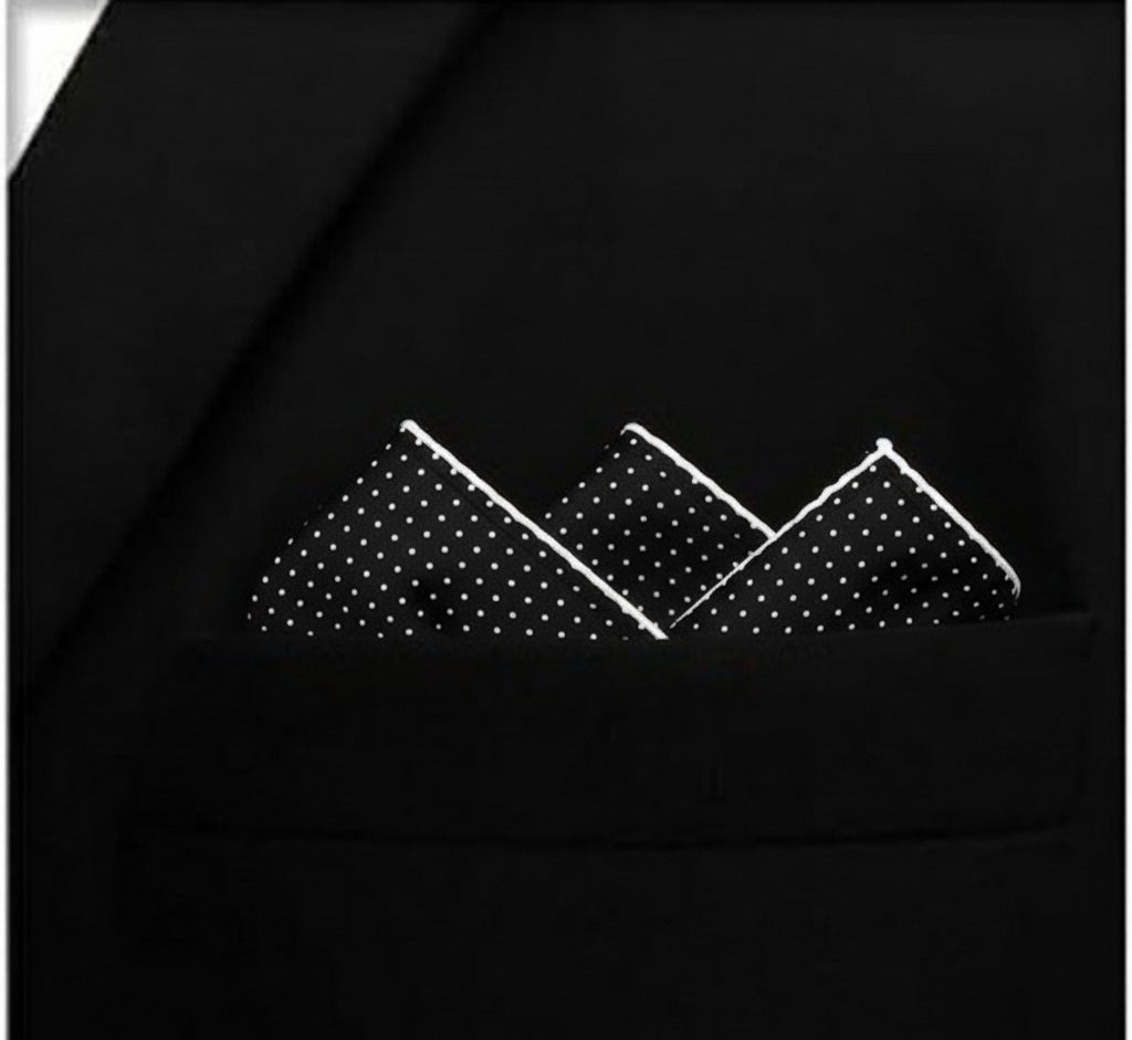 Black Polka Doted Silk Pocket Square