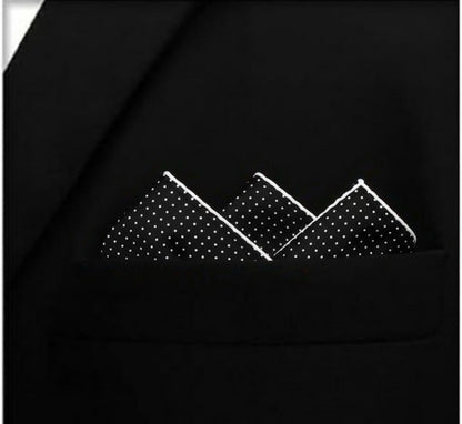 Black Polka Doted Silk Pocket Square