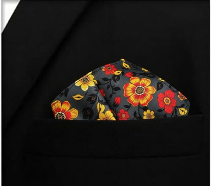Yellow Floral Silk Pocket Square