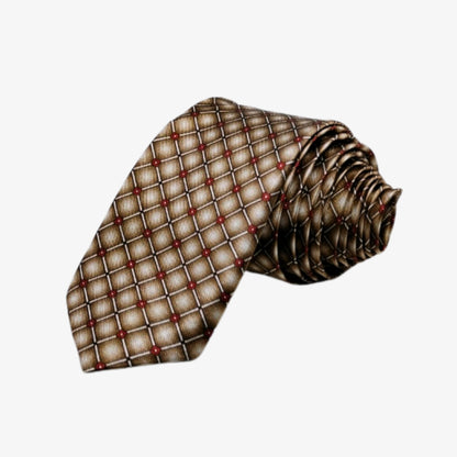 Gold & Brown Printed  Tie